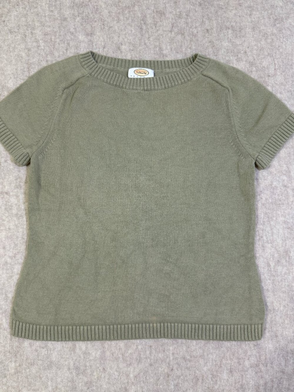 Talbots Petites Olive Green Short Sleeve Cotton Rayon Sweater MP